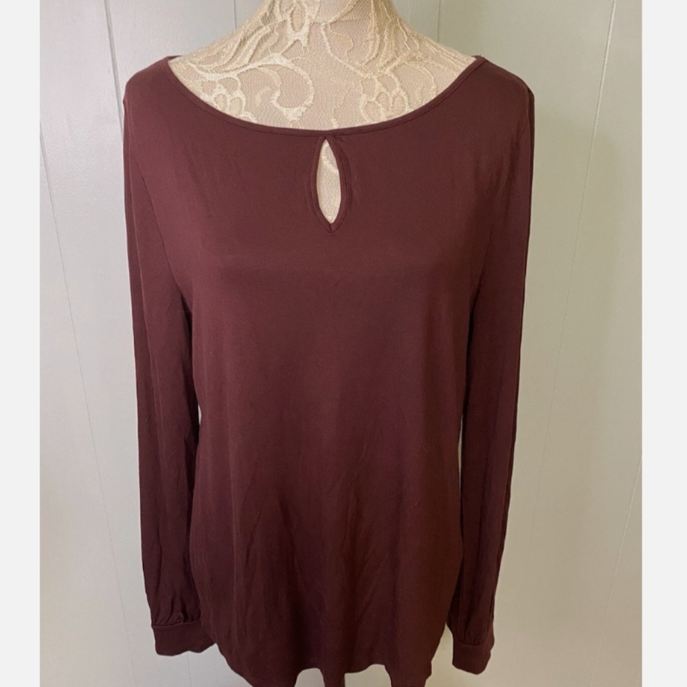 Talbots Wine Red Keyhole Blouse